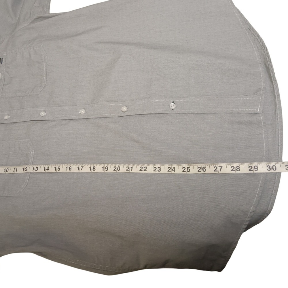 Sean John Men' Gray Pinstripe Short Sleeve Button Up Casual Shirt Y2K - Picture 9 of 9